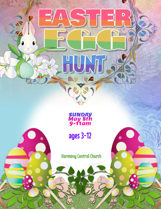 easter bunny egg hunt flyer Iflaya (Incwadi ye-US) template