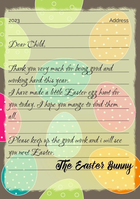 Easter Bunny Letter Template PosterMyWall