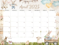 easter calendar 2025 printable Flyer (US Letter) template
