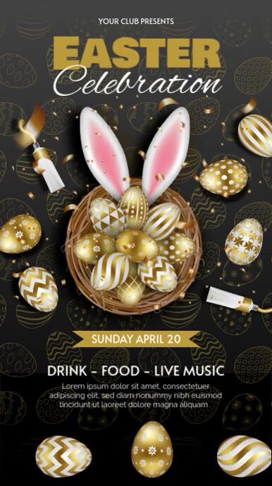 Plantilla de Easter Celebration Instagram Story with gold eggs ...