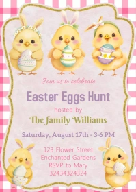 easter chicken party invitation A6 template