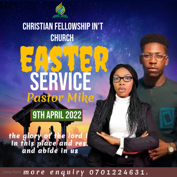 Easter church flyer Quadrado (1:1) template
