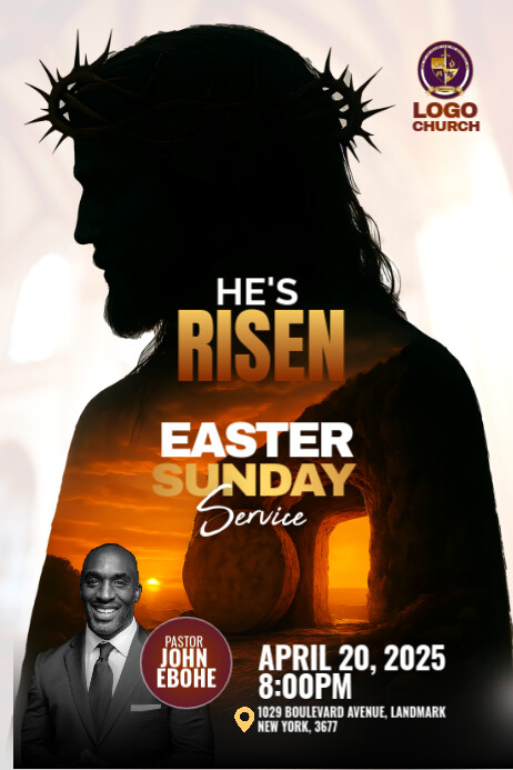 Easter church service Cartaz template
