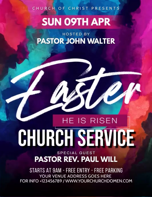Easter church service Template | PosterMyWall