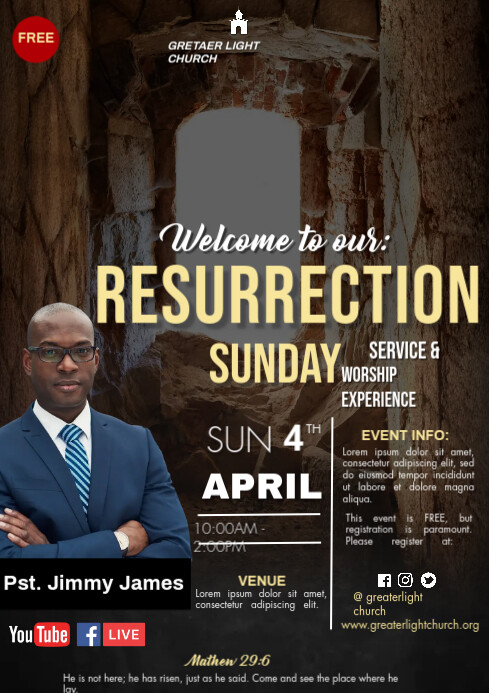 Easter Service Design Easter Church Service Template | PosterMyWall