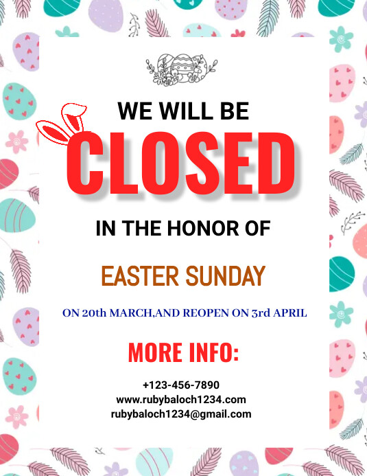 Open For Easter Sign Easter closed Template | PosterMyWall