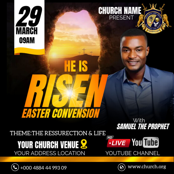 Easter Convention flyer โพสต์บน Instagram template