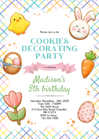 Easter Cookie Decorating Party Invitation A6 template