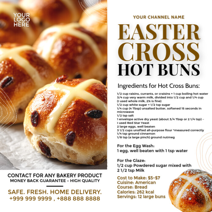Easter Cross Bun Service 2026 Template Instagram Plasing