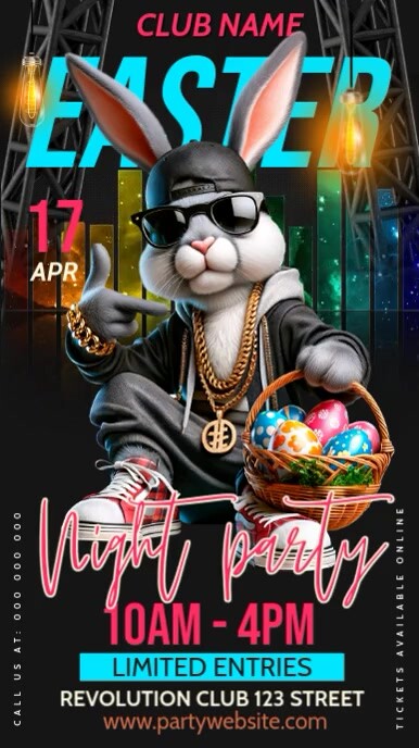 Copy of Easter dance night,Bunny party,event, hello easter | PosterMyWall