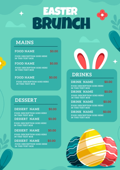 EASTER DAY MENU DESIGN TEMPLATE | PosterMyWall