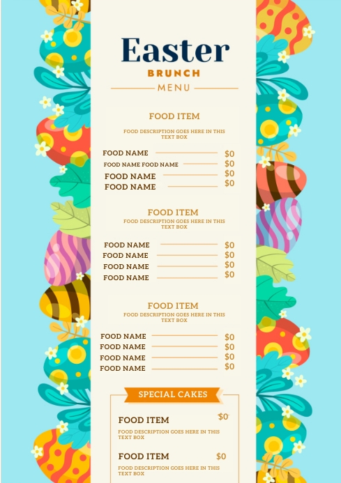 EASTER DAY MENU DESIGN TEMPLATE | PosterMyWall