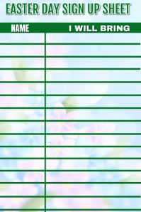 Easter day sign up sheet template Gráfico de Pinterest