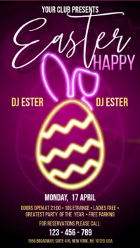 紫色 Easter Party Digitalt display Template