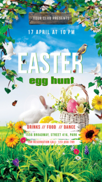 สีขาว Easter Egg Hunt Digitale Vertoning Template