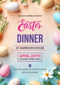 Easter Dinner Flyer A4 template