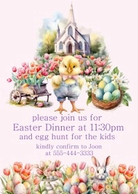 Easter Dinner House Party Invitation A6 template