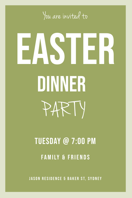 Easter Dinner Invitation Template Postermywall