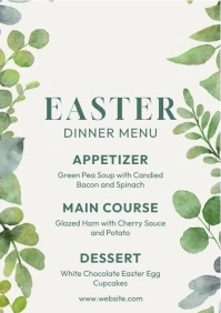 Easter Dinner Menu A4 template