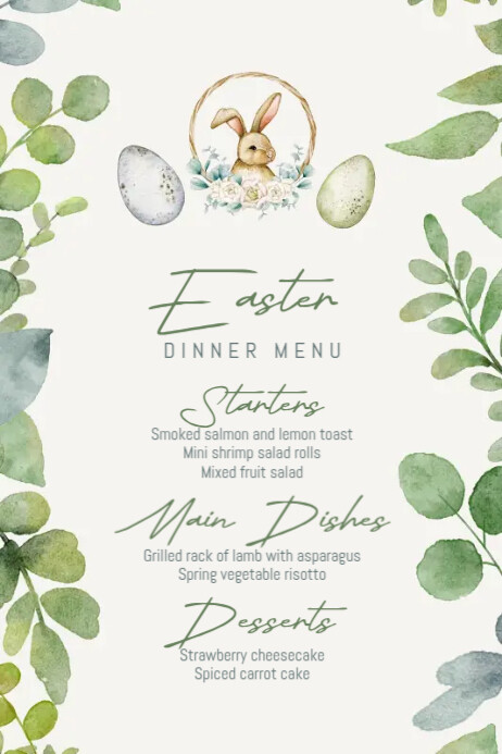 Easter Dinner Menu Template | PosterMyWall