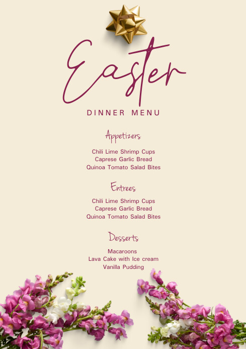 Easter dinner menu template | PosterMyWall