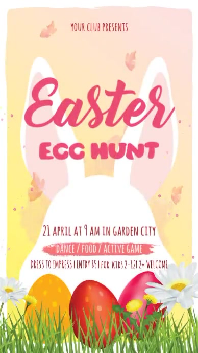 Red Easter Egg Hunt Video Digital Display (9:16) template