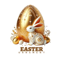 Easter egg and bunny golden ornament Logo template