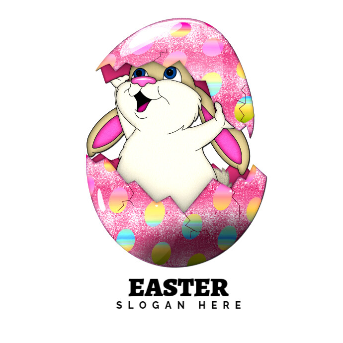 Easter egg and bunny logo template