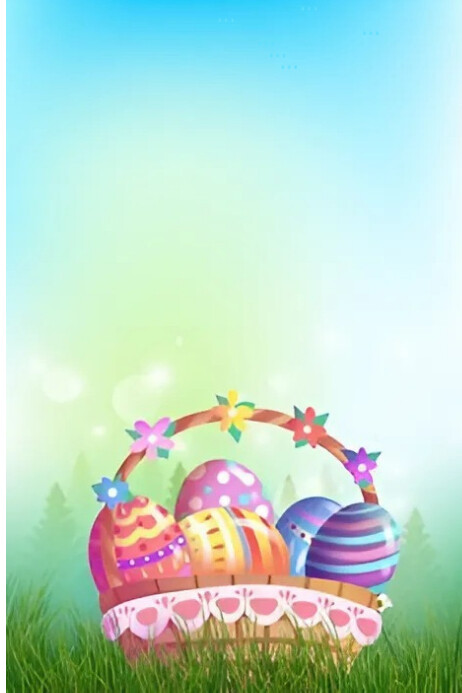 Easter Egg Basket in a Spring Meadow Cartaz template