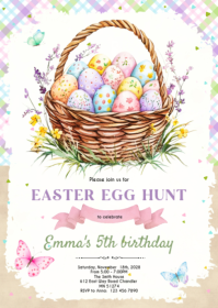 Easter egg basket party invitation A6 template
