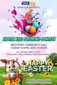 Easter Egg Coloring Contest Invitation Flyer Poster template