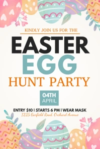 White Invitation Easter Egg Hunt Poster