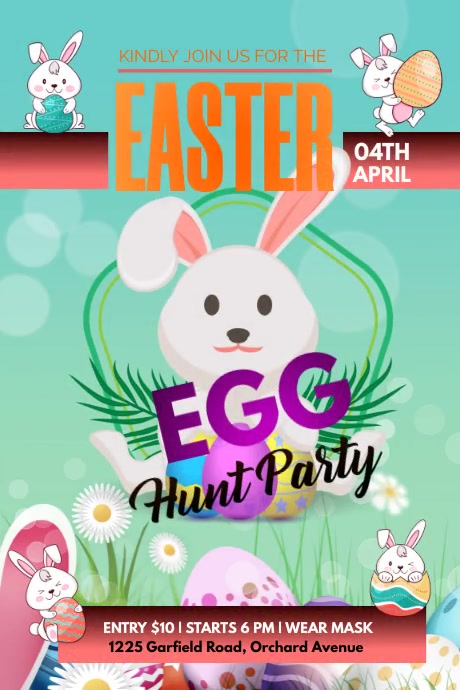 Easter egg hunt, Easter, Easter party Plakat template