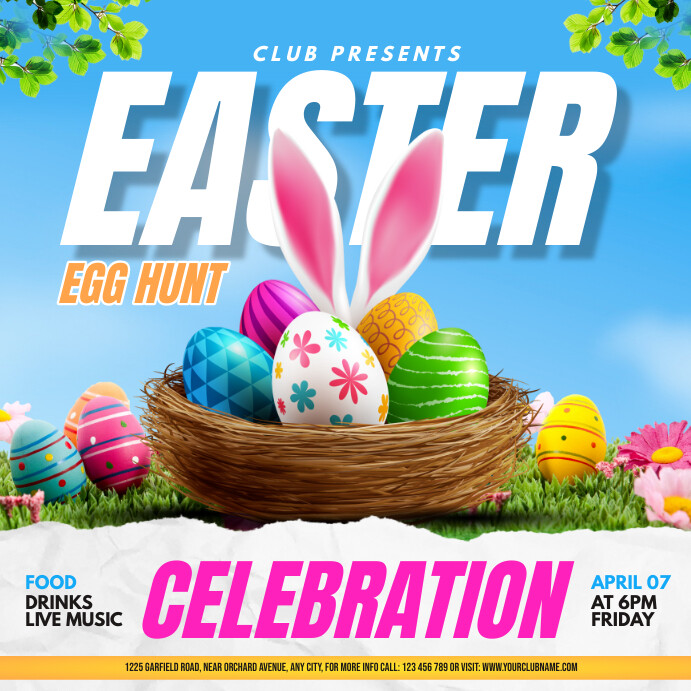Easter egg hunt, Easter, Easter party Wpis na Instagrama template