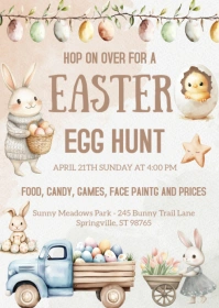 Easter Egg Hunt & Brunch Invitation A6 template