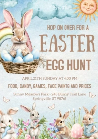 Easter Egg Hunt & Brunch Invitation A6 template