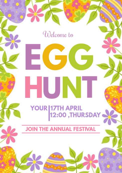 Easter Egg Hunt A4 Template | PosterMyWall
