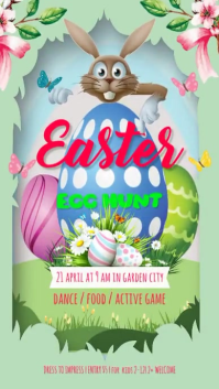 Green Easter Egg Hunt Digitalt display Template
