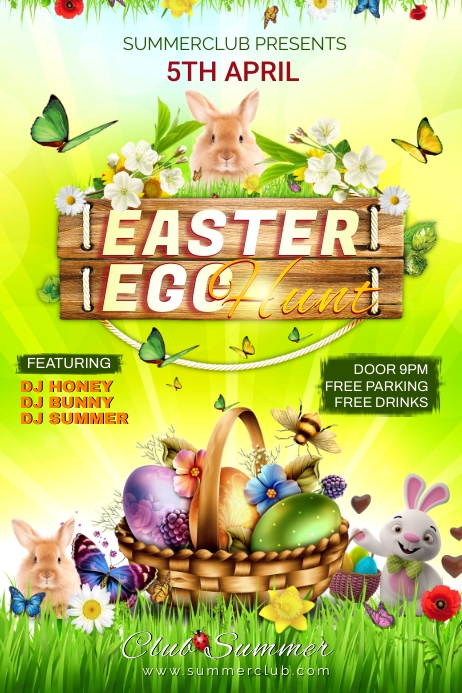 Easter Egg Hunt Flyer Banner 4' × 6' template