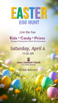 Easter Egg Hunt Flyer Template | Kids Easter Event Church Community Poster Instagram Story