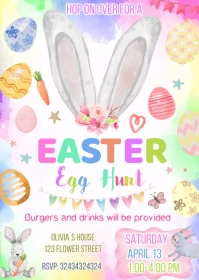 Easter Egg Hunt Invitation -watercolor A6 template