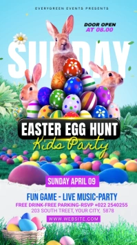 Easter egg hunt kids party ad Instagram na Kuwento template