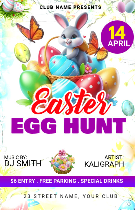 Easter egg hunt party Tabloid template