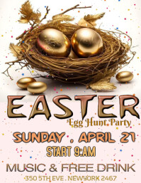 Easter egg hunt party flyer template