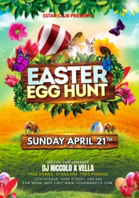 Easter Egg Hunt Party Flyer A4 template