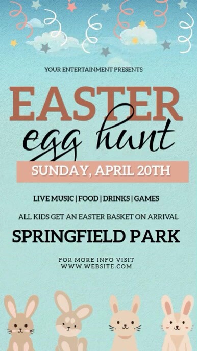 easter egg hunt party square post design template Instagram Story