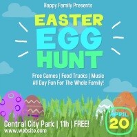 Easter Egg Hunt Square Video Flyer Vierkant (1:1) template