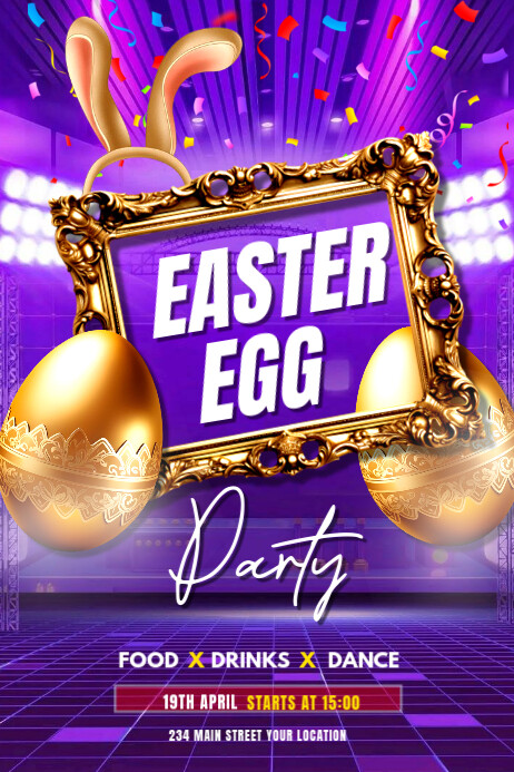 easter egghunt party Cartaz template