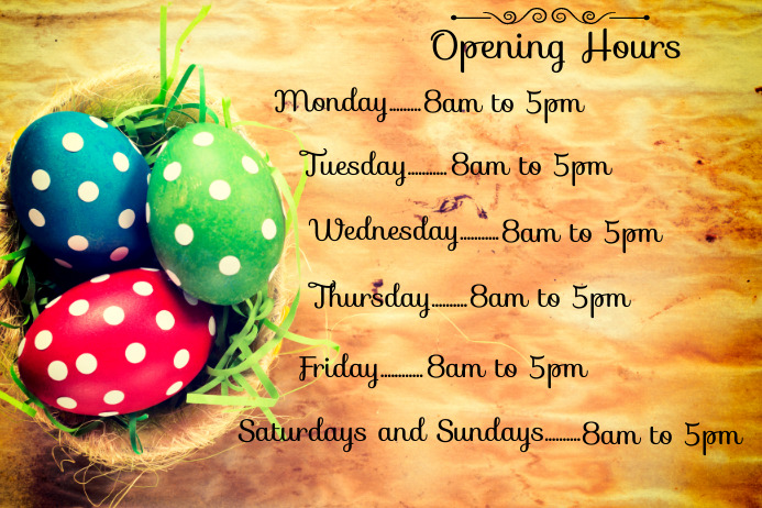 Easter Eggs Background Opening Hours Template Poster