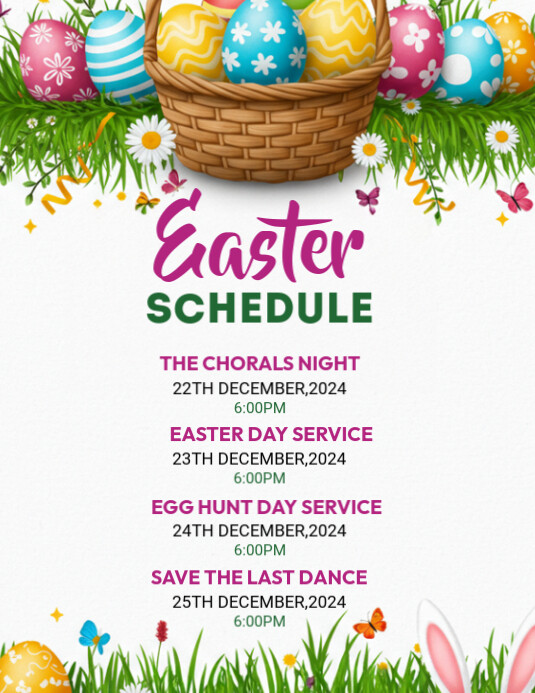 Copy of Easter Event Schedule Flyer (us Letter) | PosterMyWall